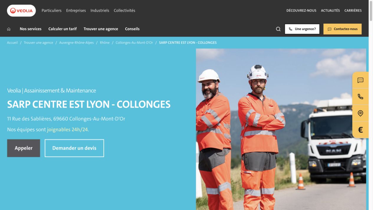 Capture du site de SARP Centre Est – Lyon Collonges