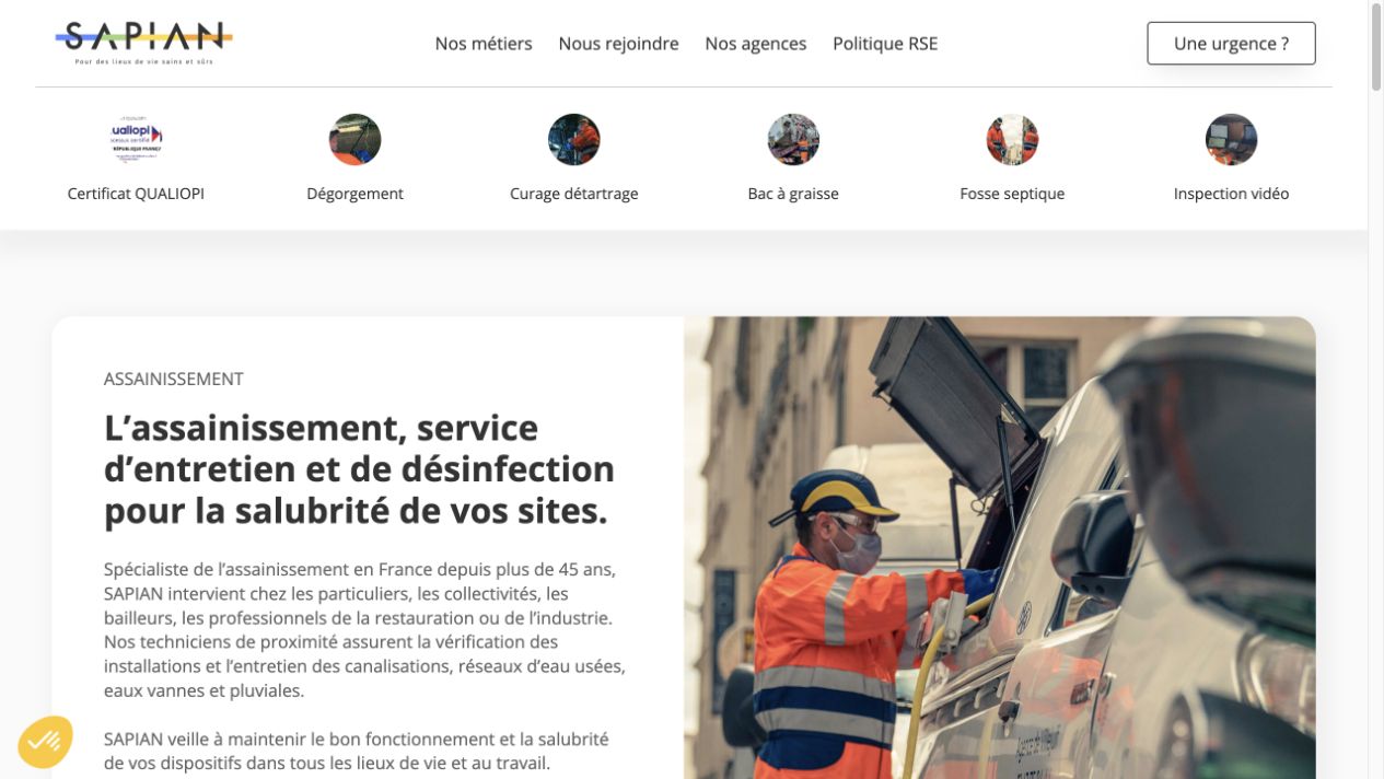 Capture du site de SAPIAN