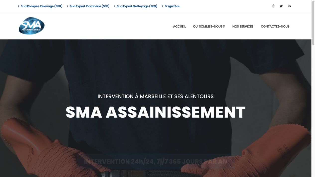 Capture du site de SMA Assainissement